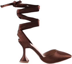 Womens Fonda Spool Heel Tie Up Satin Sandals