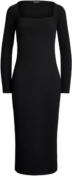 Women's Rib-Knit Long-Sleeve Midi Dress