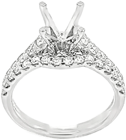 14kt White Gold Diamond Engagement Semi Mount Ring and Wedding Band