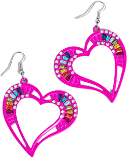 Embellished Emeralds - Pink - Painted Heart Rainbow Gem Paparazzi Fishhook Earrings