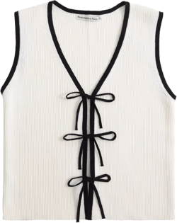 Tie-Front V-Neck Sweater Vest
