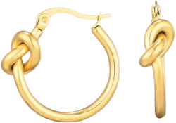 Stainless Steel Knot Hoop Earrings In Gold