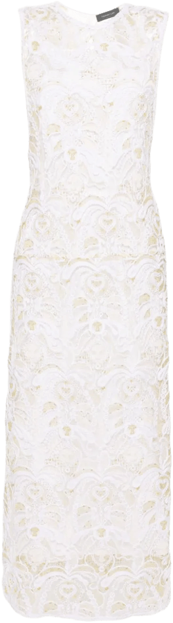 x Benni Bosetto Fabula-macramé midi dress