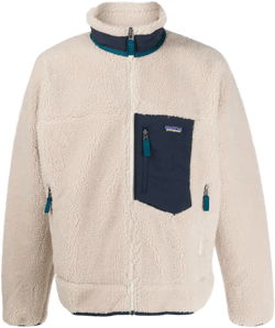 Zip-up Shearling Jacket In Natural Blue