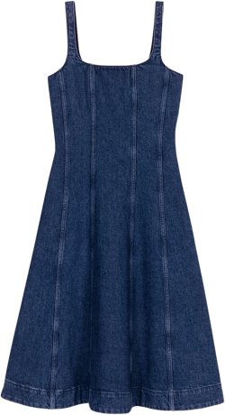 Midi denim babydoll dress
