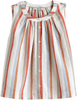 Button-Front Tank in Linen-Cotton