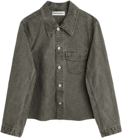 Raw Edge Denim Jacket In Green