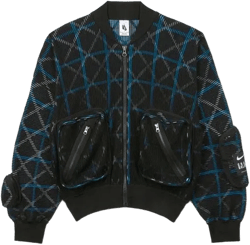 Ma-1 Bomber Multiple Pockets Knit Aviator Jacket Black
