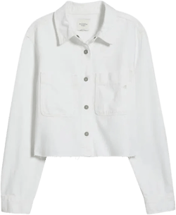 Classic Crop Denim Shirt Jacket In White