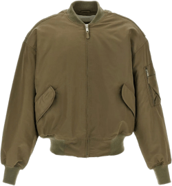 'wide Bomber' Jacket With Ribbed Cuffs In Green