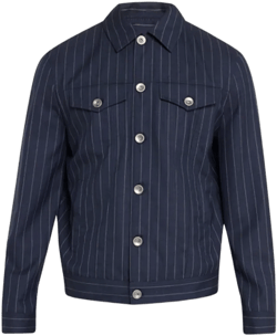 Women's Striped Relaxed Denim Jacket In Navy