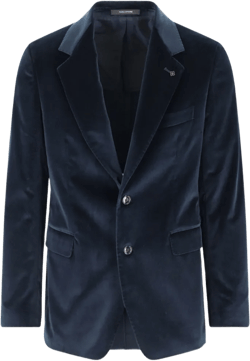 Velvet Texture Blazer Notch Lapel In Blue