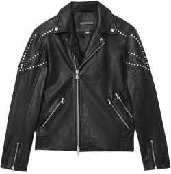 Men's Daniel Studded Leather Biker Jacket In Black