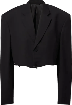 Black Cut Off Single Breasted Jacket