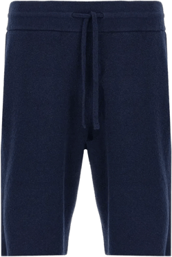 Terry Cloth Drawstring Bermuda Shorts In Blue