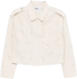 Floral Beaded Denim Jacket Jackets White In Neutral