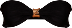  Black Gold Trim Detail Bandeau Bikini Top