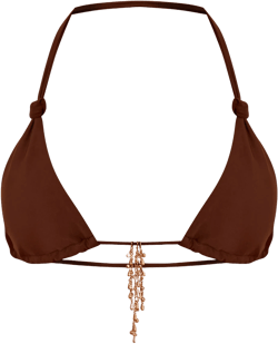 Espresso Charm Detail Triangle Bikini Top