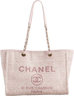 Chanel Pink Raffia Deauville Small Tote