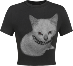 Round Neckline Cat Graphic Tee