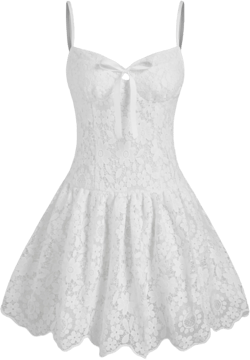 Lace Square Neck Solid Bowknot Mini Dress
