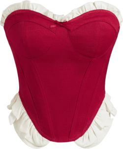 Bowknot Corset Two Tone Ruffle Hem Bandeau Top