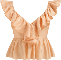 Silk-blend V-neck Ruffle Hem Top