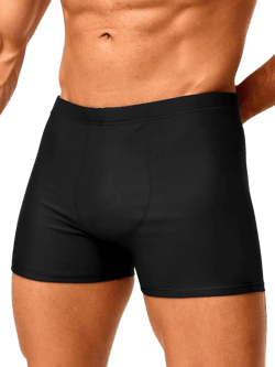 Sexy Code 1701 Men's Athletic Swim Jammers Square Leg Compression Swimsuit Quick Dry Training Swim Shorts with Drawstring Black Medium