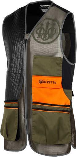 Beretta Men's Sporting EVO Vest - Breathable Mesh Full Zip Shooting Vest w/Eco Leather Shooting Patch & Double Front Pockets 3X-Large Green