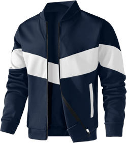 HYPESTFIT Mens Lightweight Jacket Casual Bomber Jacket Color Block Varsity Coat Large 10 Blue/White/Blue