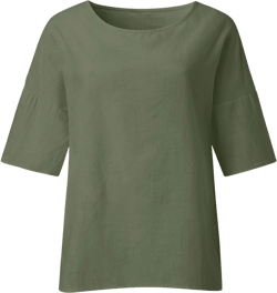 Boho Women Plus Size 3/4 Sleeve Cotton Linen Top Casual Loose Blouse Lightweight Solid Shirt 2025 Spring Summer Tunic 02-army Green XX-Large