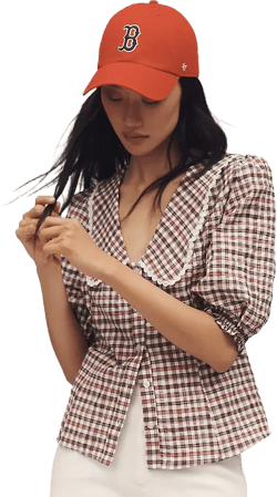 Maeve Collared Puff-Sleeve Blouse