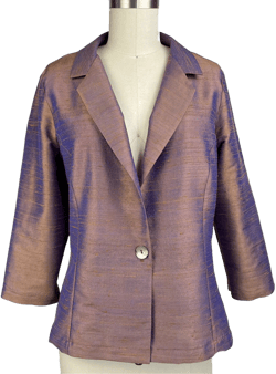 Silk Jacket Semi Fitted Short Style , One-button 3/4 Sleeve, Classic Jacket for Day or Evening, Special Occasion Silk Dupioni Jacket