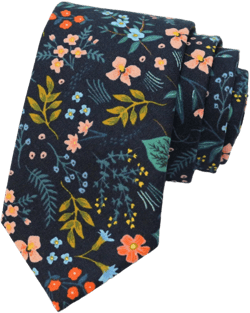 Navy Metallic Wildwood Floral Necktie - Rifle Paper Co Fabric - Pocket Square - Wedding Necktie - Trendy Wedding - Wedding Gift - Handmade