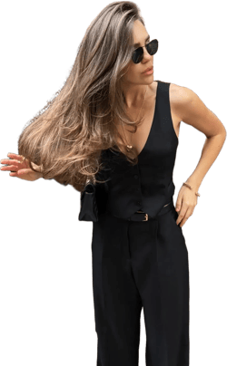 Black Classic 2-piece pants suit with vest and palazzo trousers. Vest and trousers matching set. Office formal event pants suit.Vest suit