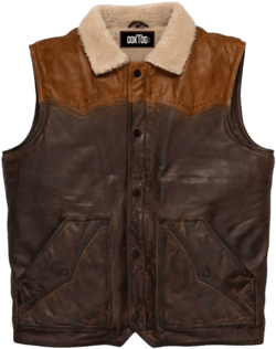 Men's Western Style Leather Vest, Leather Sherpa Vest men, Sherpa Lined Western Vest, Western Brown Leather Vest men