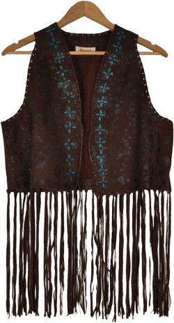 Vintage Hand-Painted 100% Genuine Leather Vest | Brown w Black