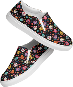 Sugar skulls Canvas Shoes Women, Day of the Dead Printed Sneakers Shoes, Fashion Footwear Shoes, Casual Comfortable Shoes, Creepy Shoes