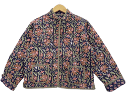 Block Print Quilted Jacket Cotton Floral Bohemian Style Fall Winter Jacket Coat Streetwear Boho Quilt Reversible Jacket For Women jacket