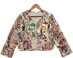 Patchwork cotton floral Quilted Jackets Bohemian gypsy Style Winter vintage Jacket Coat  Boho Reversible kantha Jacket for Women girls gifts