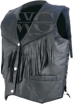 Men Fringes Real Leather Vest - Western Style Black Genuine Leather Vest - Cowboy Motorcycle Vest For Men&#39;s
