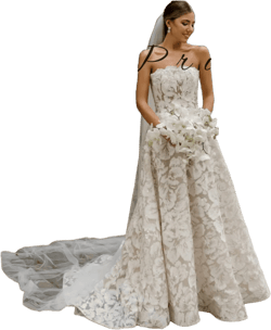 Stunning Lace Applique Strapless Wedding Dress Elegant A-Line Bridal Gown with Floral Details