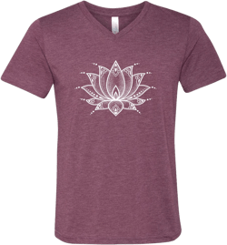 Lotus Flower Mens V-neck T-shirt, Yoga Shirt for Women, Soft Triblend Tshirt, Flower Graphic Tee, Short Sleeve Tshirt