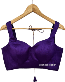 Made To Order Indian Purple Blended Raw Silk Saree Lehenga Blouse Sweetheart Neck Sleeveless Designer Blouse, Wedding Wear Custom Mad Blouse