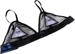 Black triangle bralette see through mesh bra rave festival top black and white eye of Providence Burning man clothing edc fishnet top
