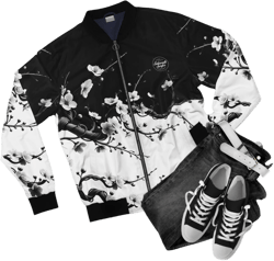 Cherry Blossom Jacket, Yin Yang Jacket, Japanese Floral Spring Bomber, Sakura Flower Coat, Spring 2025 fashion, Japanese Streewear