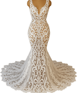 Elegant Mermaid Style Unique bridal lace tulle gown, Embroidered Lace Bodice Bridal Gown, bridal dress with train, Custom wedding Dress