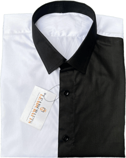 Elegant Two-Tone Shirt – Half White & Half Black | Subtle Shine Cotton Fabric
