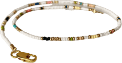 Seed Bead Choker | Dainty Necklace | Summertime Jewelry | White and Multicolor | Gold Accent |