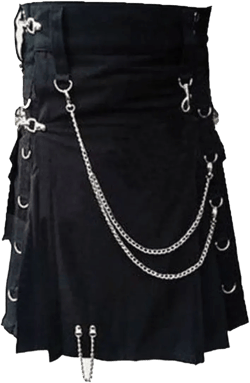 Handmade Fashion Black Gothic Kilt with Chain - Alternative Men&#39;s Clothing for Streetwear, Punk Fashion, Festivals, and More - Treven Store